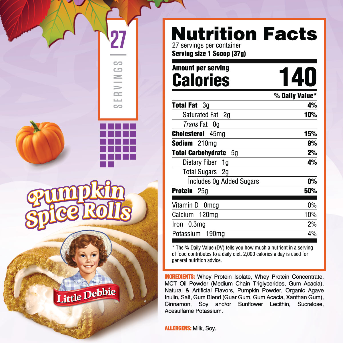 Ryse Little Debbie® Pumpkin Spice Rolls ingredient label 2