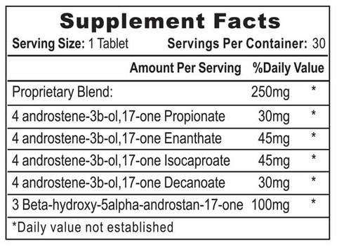 hi tech pharmaceuticals sustanon 250 30 caps ingredient label