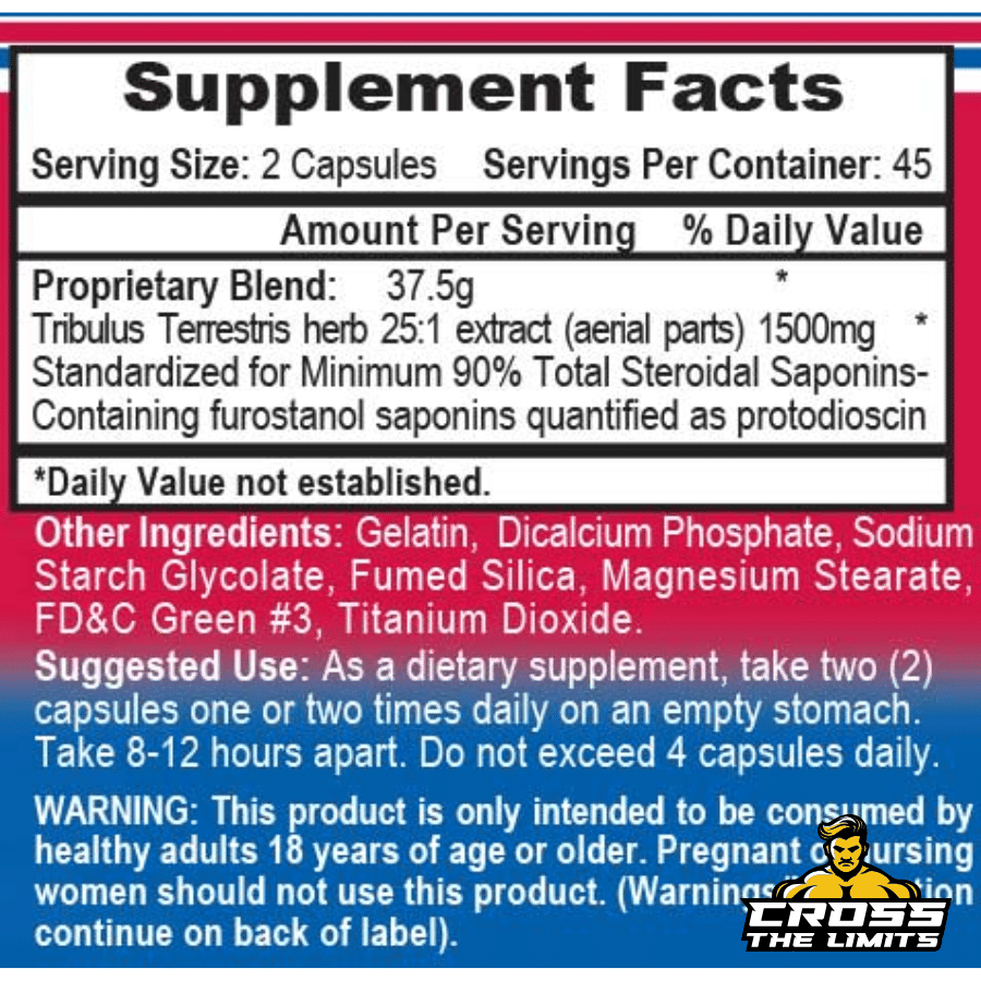 APS Tribulus 1500™ 90Caps ingredient label