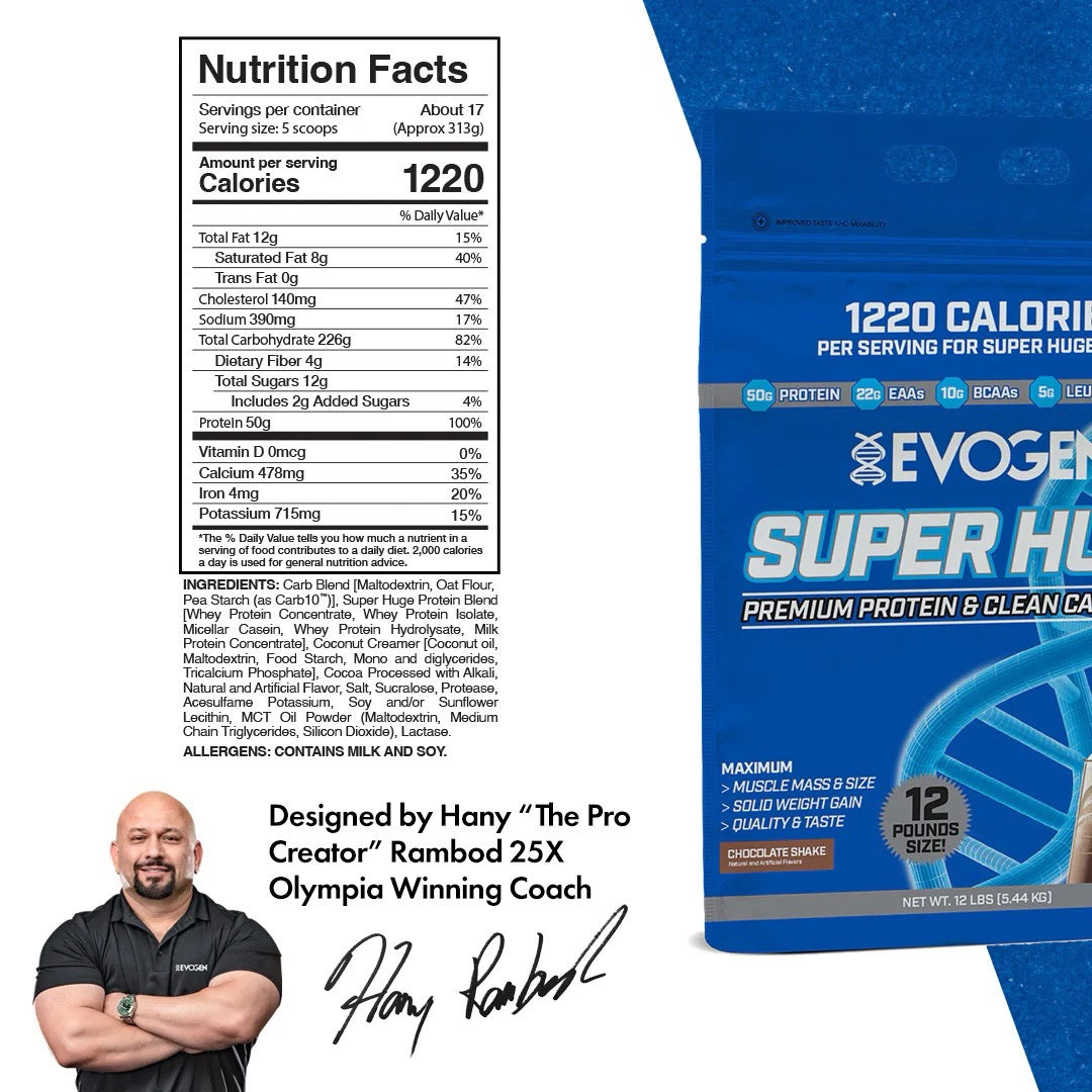 Super Huge Mass Gainer ingredient label