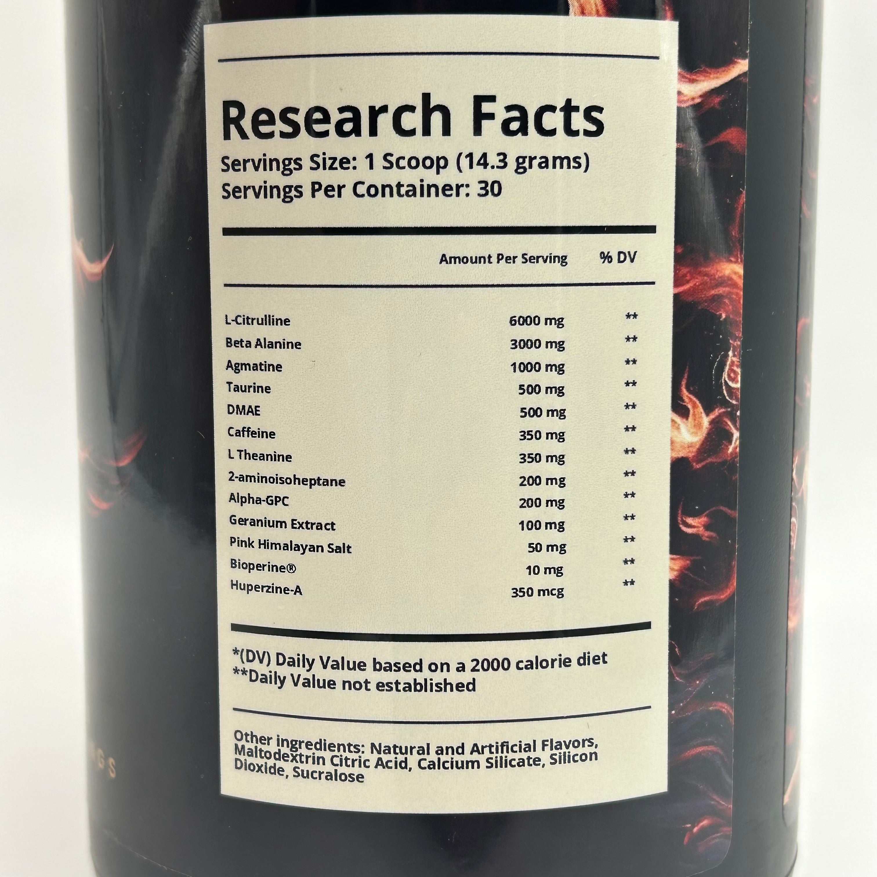 Kratos Pre Workout ingredient label 2
