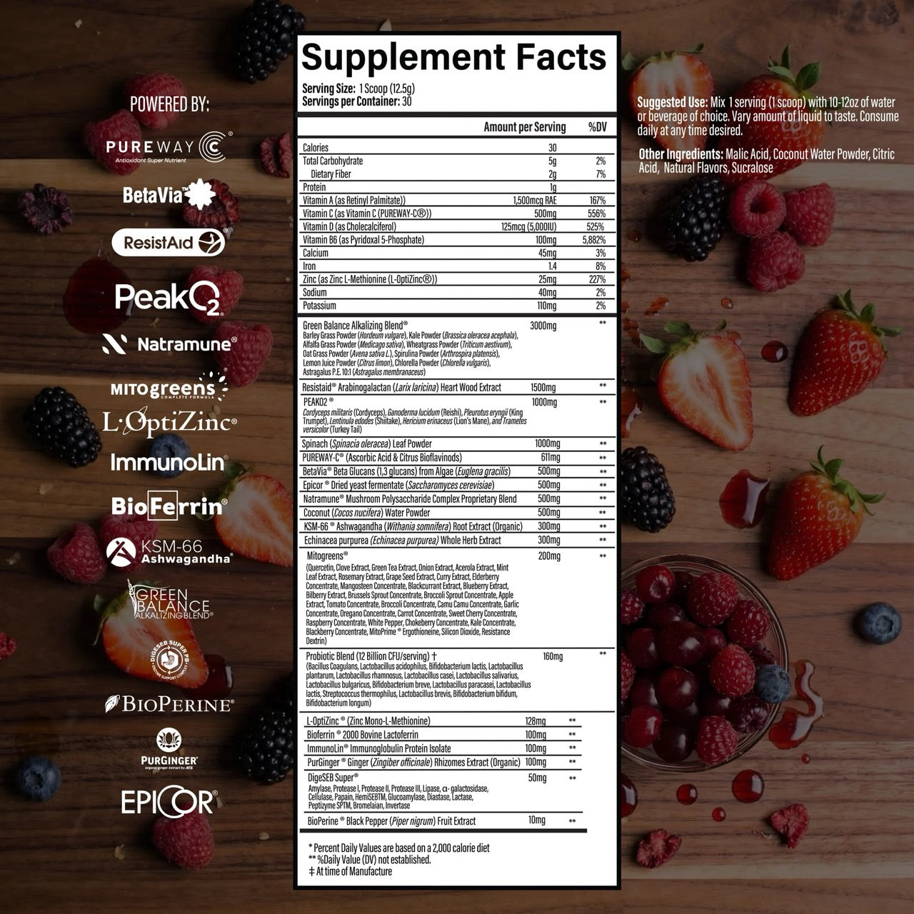 Infinis Nutrition Ultra Greens ingredient label
