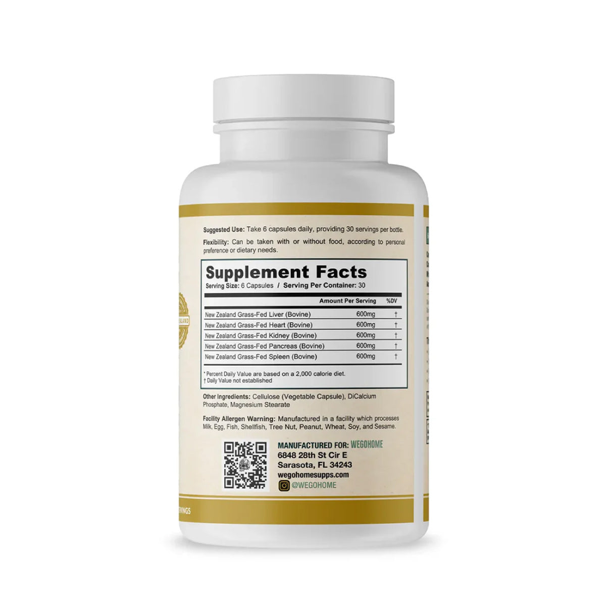 We Go Home Beef Organs ingredient label