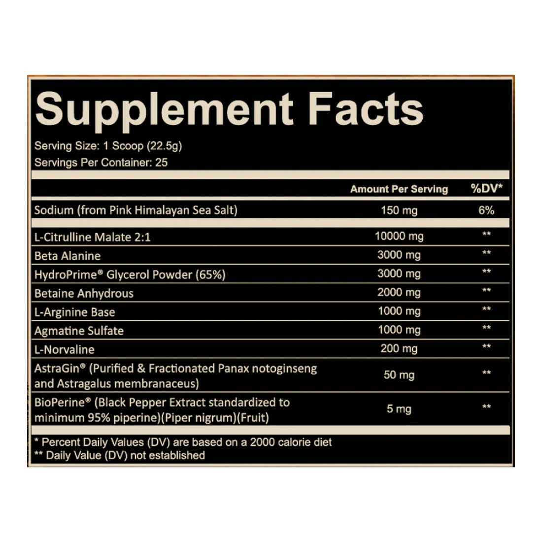 Pumpageddon Pre Workout ingredient label 2