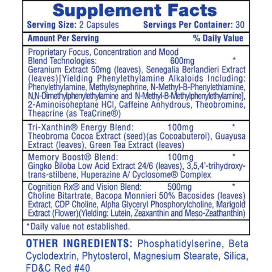 hi tech pharmaceuticals cognisport 60 caps ingredient label
