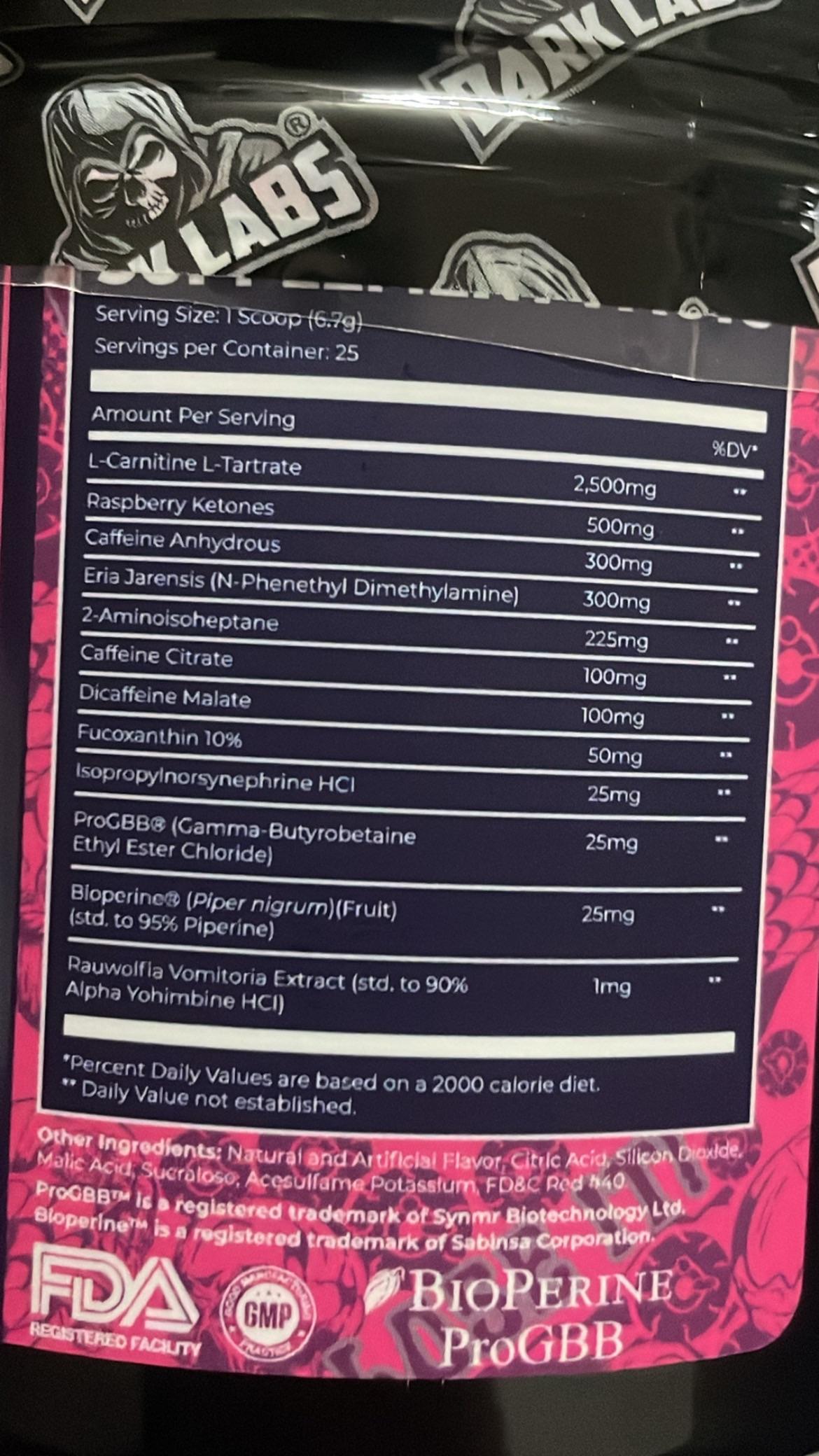 Herolean Fat Burner ingredient label 4