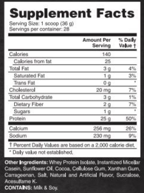 50/50 Formula X Protein Blend ingredient label 2