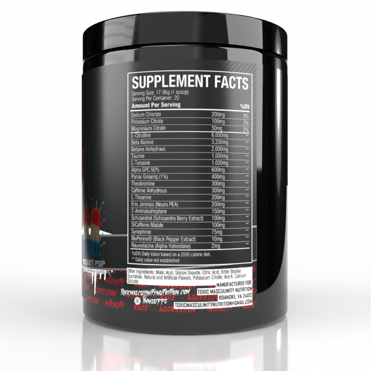 Toxic Masculinity Nutrition Pillager ingredient label