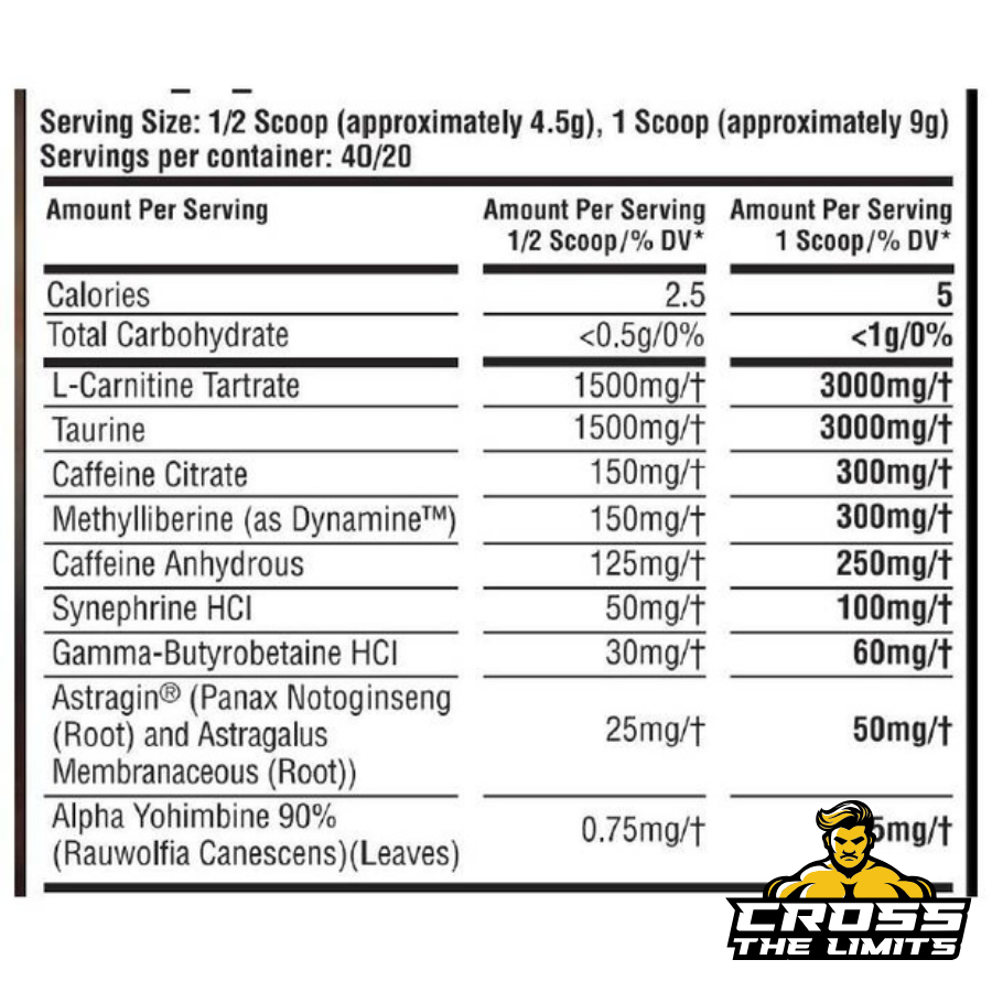 Katana Pre Workout ingredient label