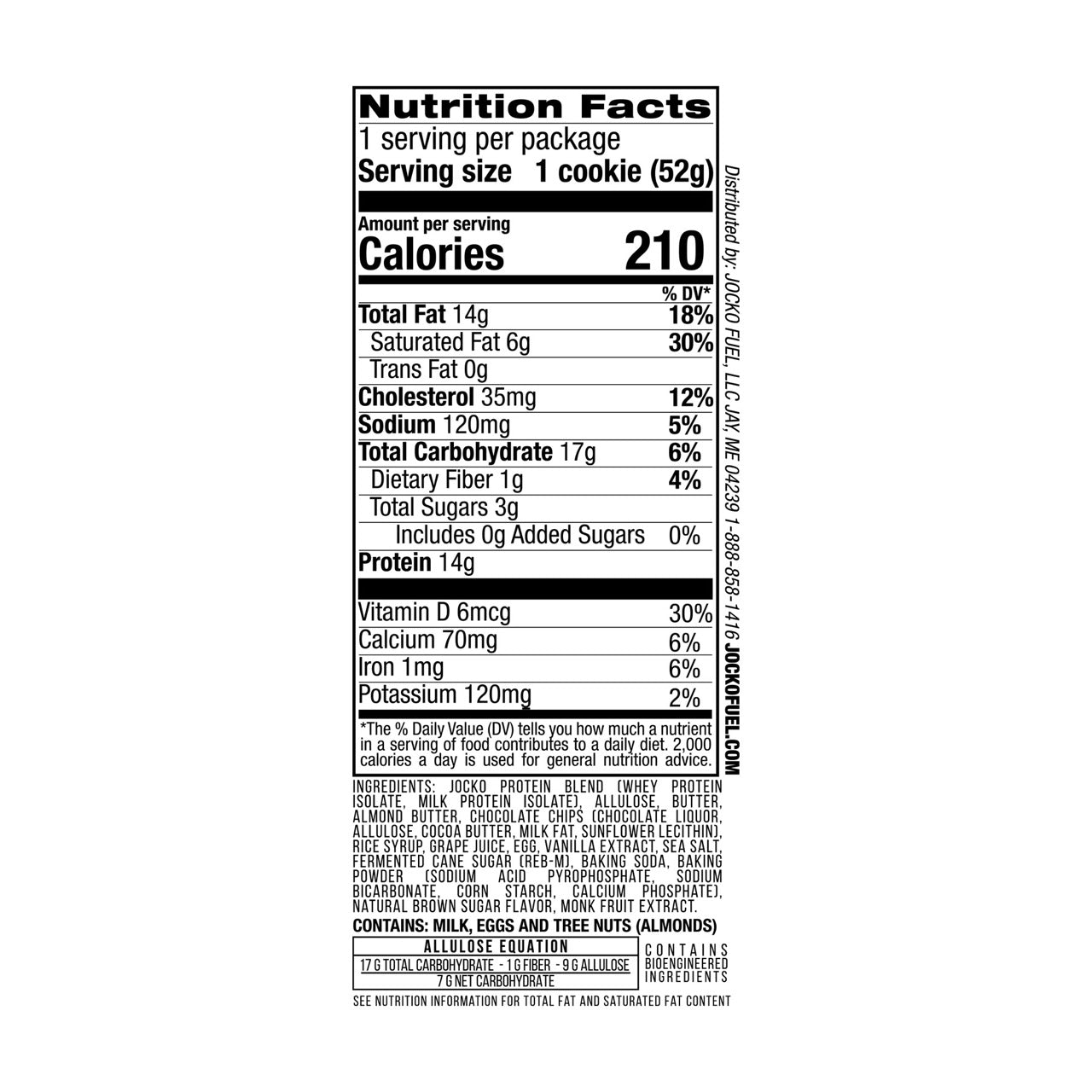 Jocko Protein Cookies ingredient label