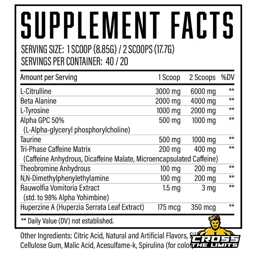 Wrecked Enraged Pre Workout ingredient label