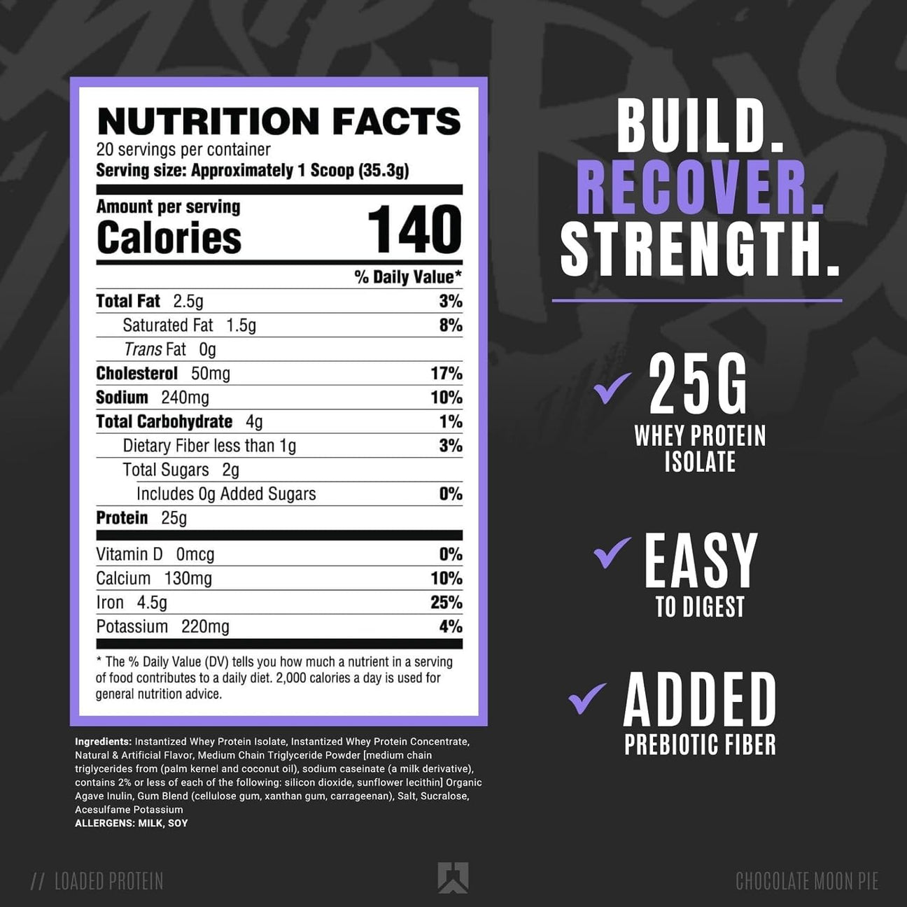 Ryse Supps Moonpie Protein ingredient label