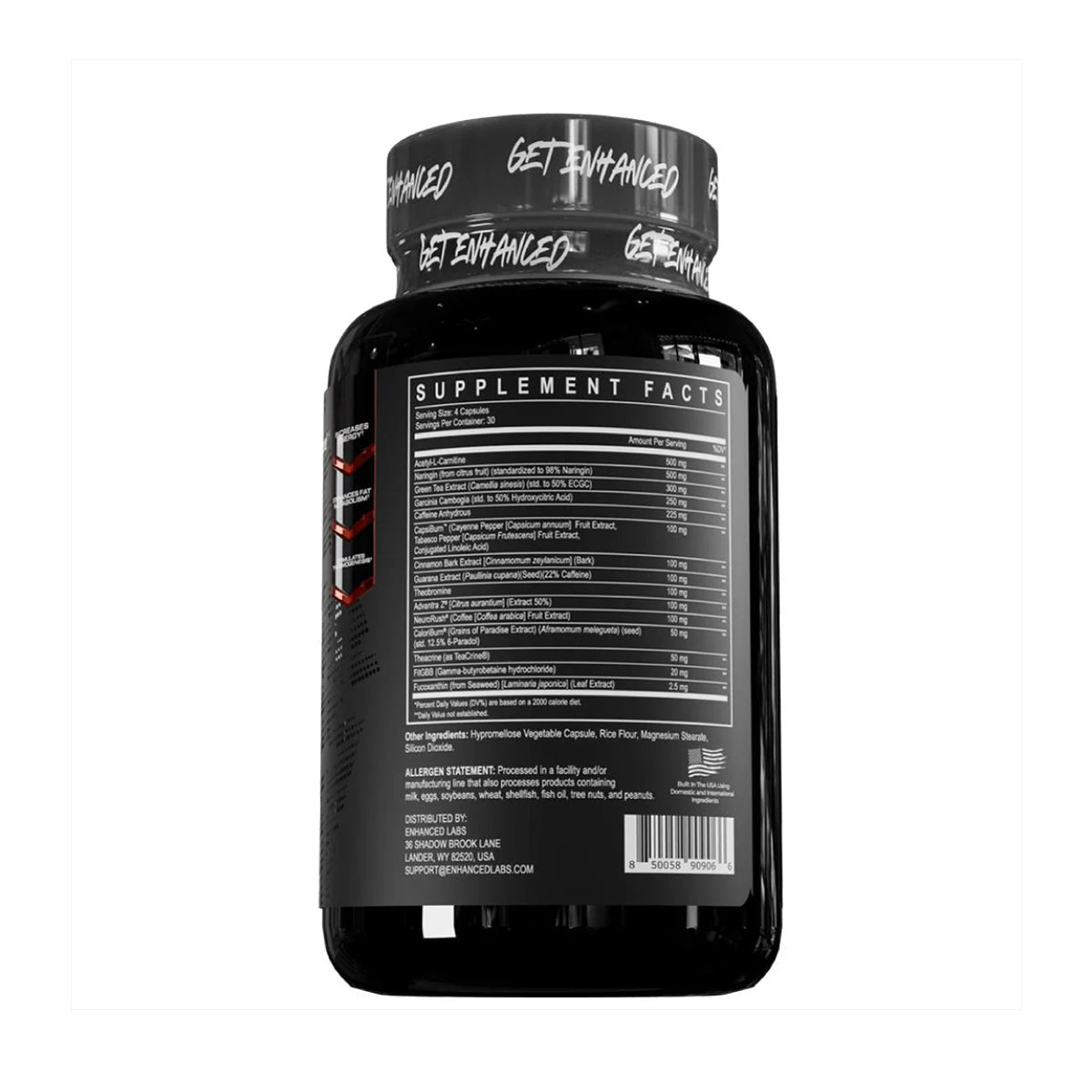 Enhanced Labs Shred Thermogenic ingredient label