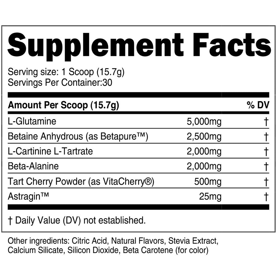 Transparent Labs Post Workout ingredient label