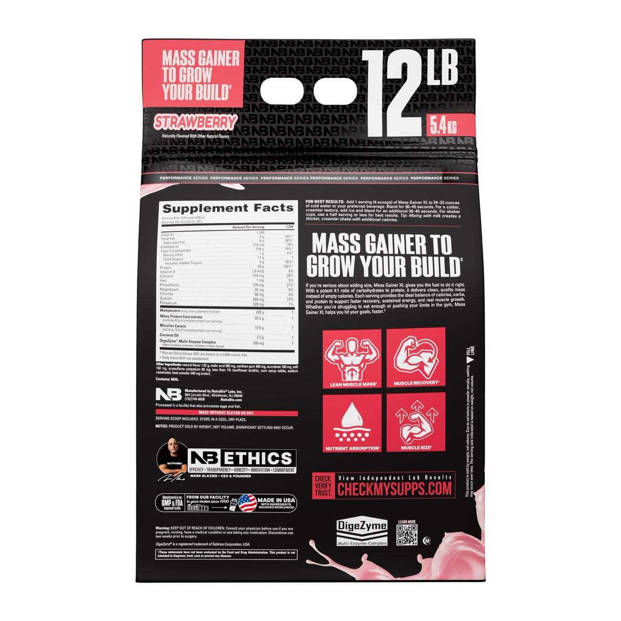 Extreme Mass Gainer ingredient label 11