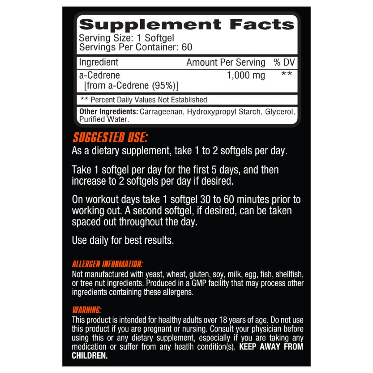 Alpha One Natural Recomp ingredient label 2