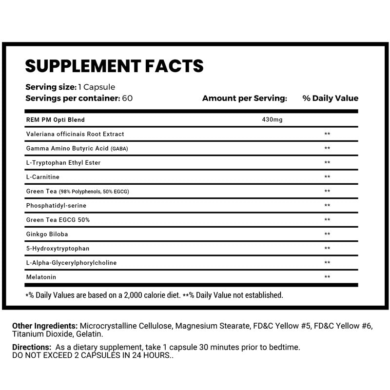 REM-PM Sleep Aid ingredient label