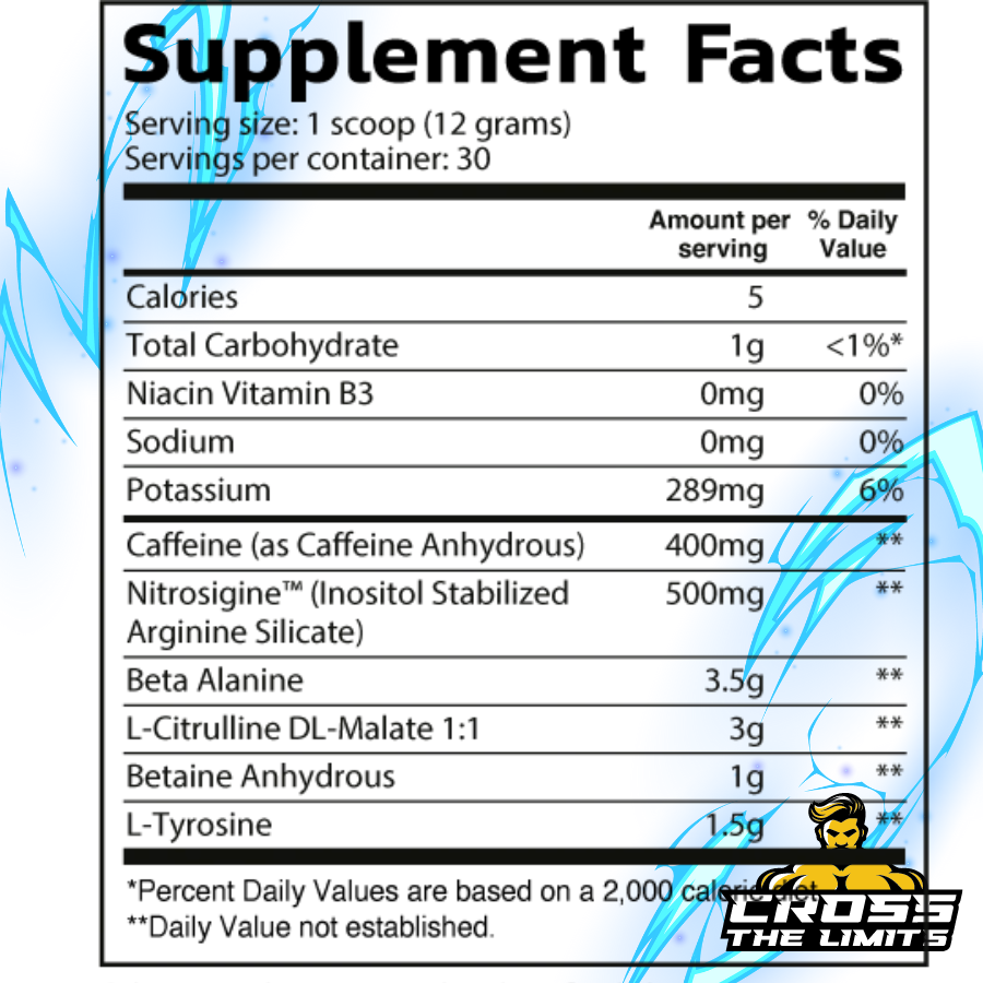 raw nutrition raw extreme pre workout 360g ingredient label