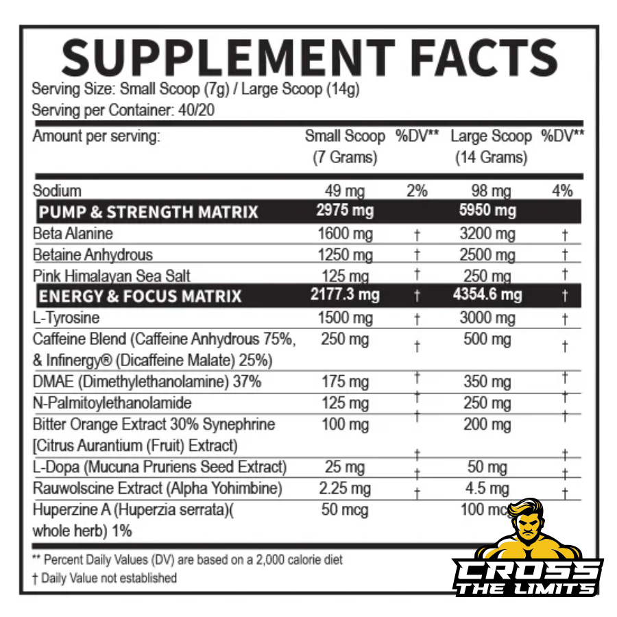 Dragon Pharma Venom Inferno Pre-Workout ingredient label