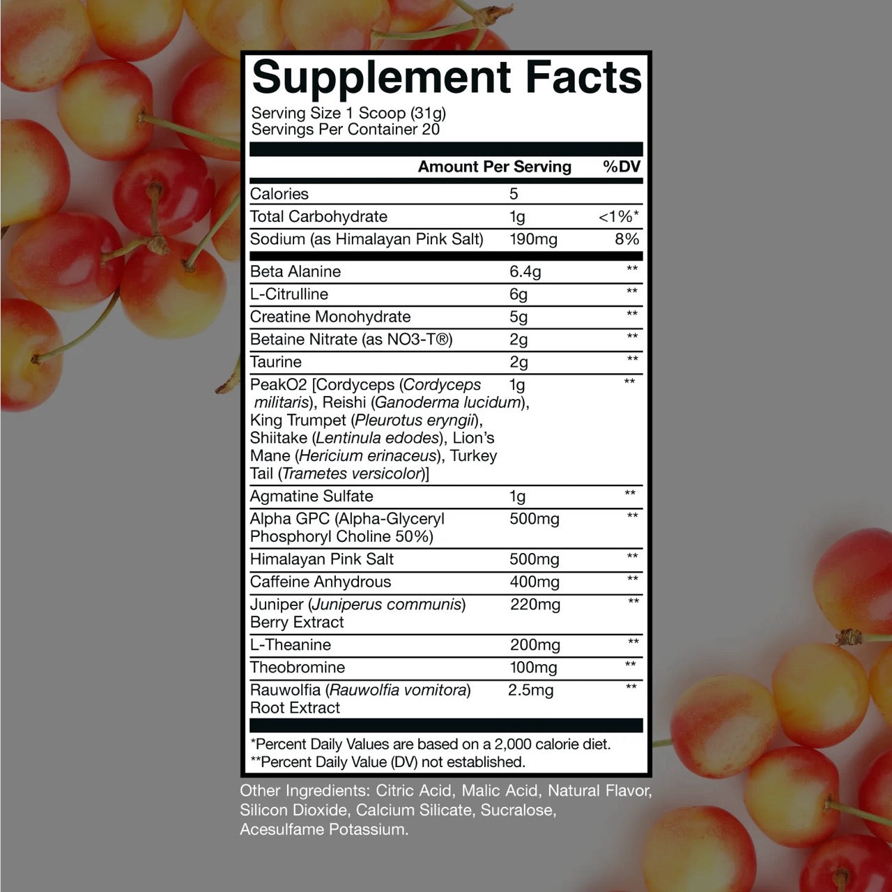 Thuper Thavage Pre Workout ingredient label 7