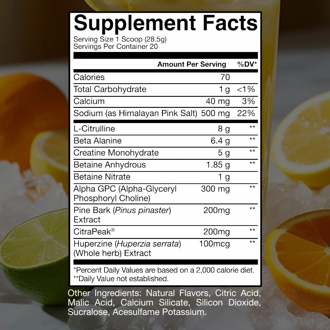 Thuper Thavage Pre Workout ingredient label 4