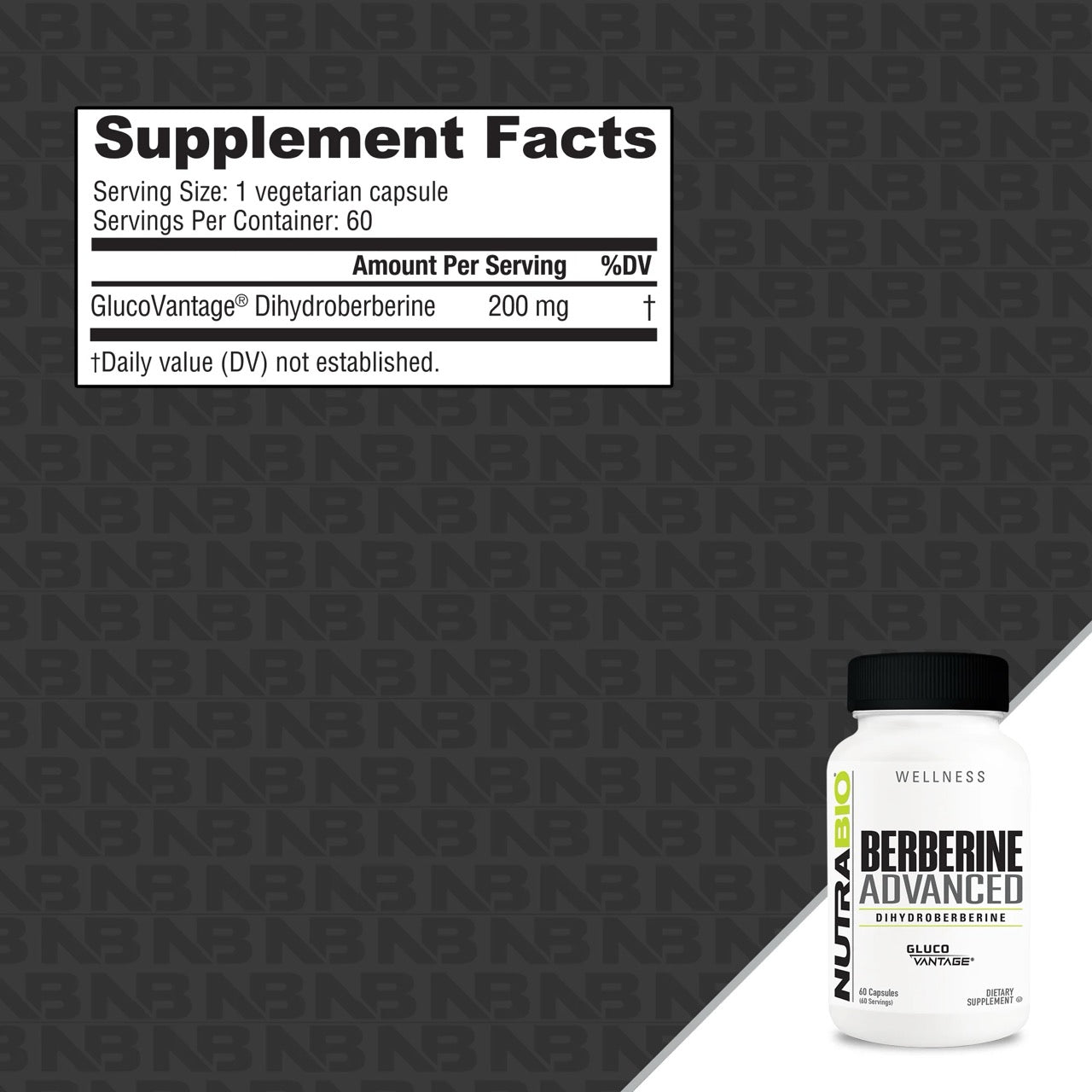 NutraBio Berberine (GlucoVantage) ingredient label