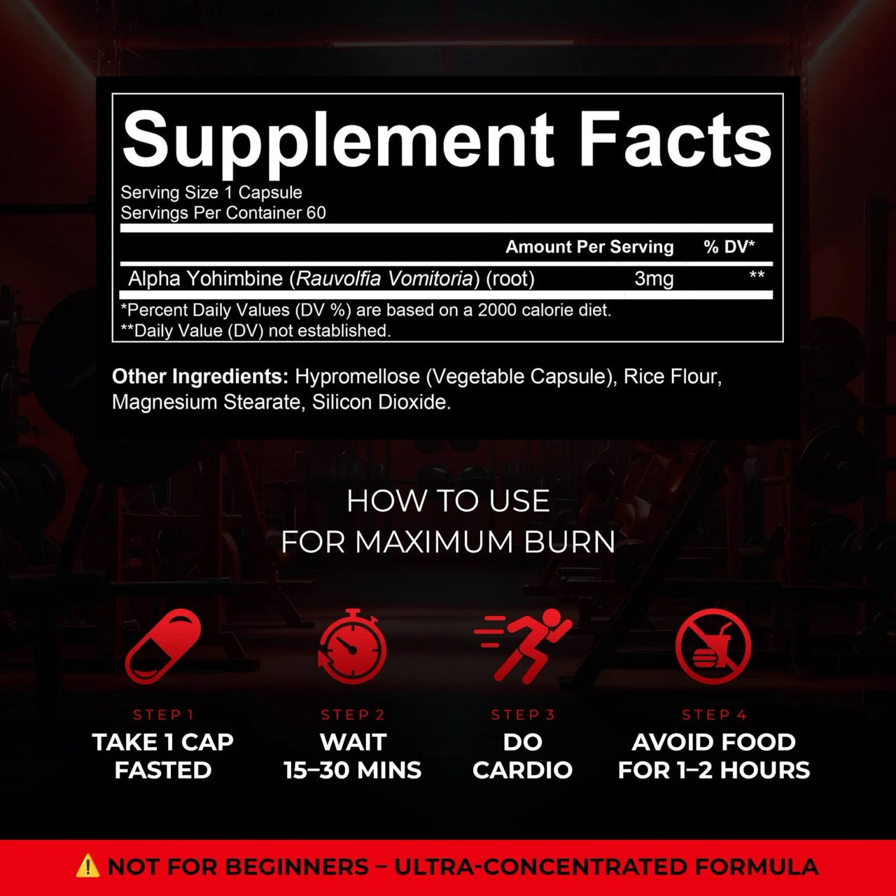 Enhanced Labs Alpha Yohimbine ingredient label