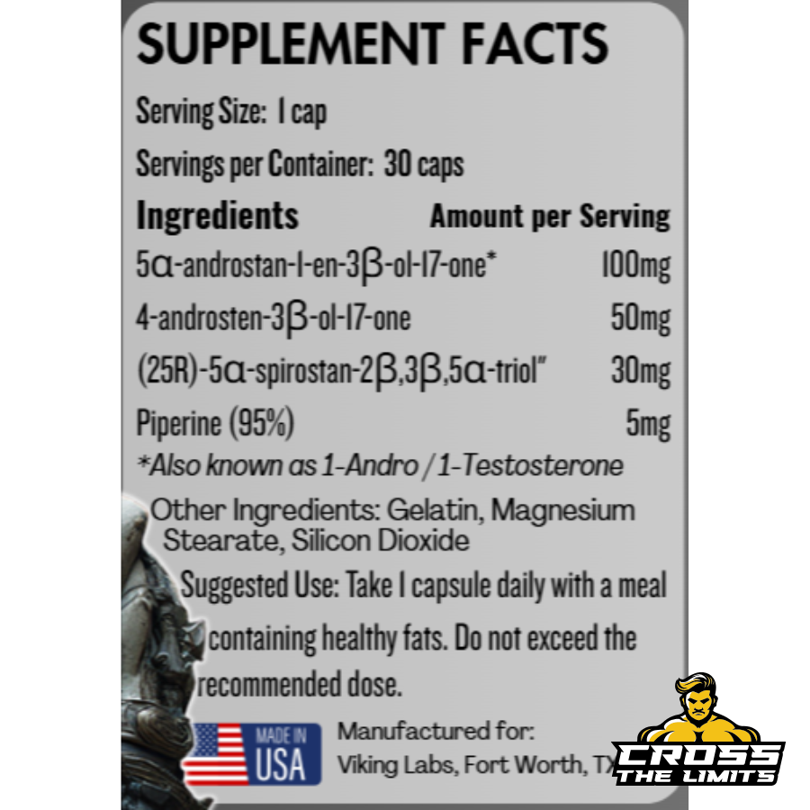 Viking Labs 1-test – (30 capsules) ingredient label