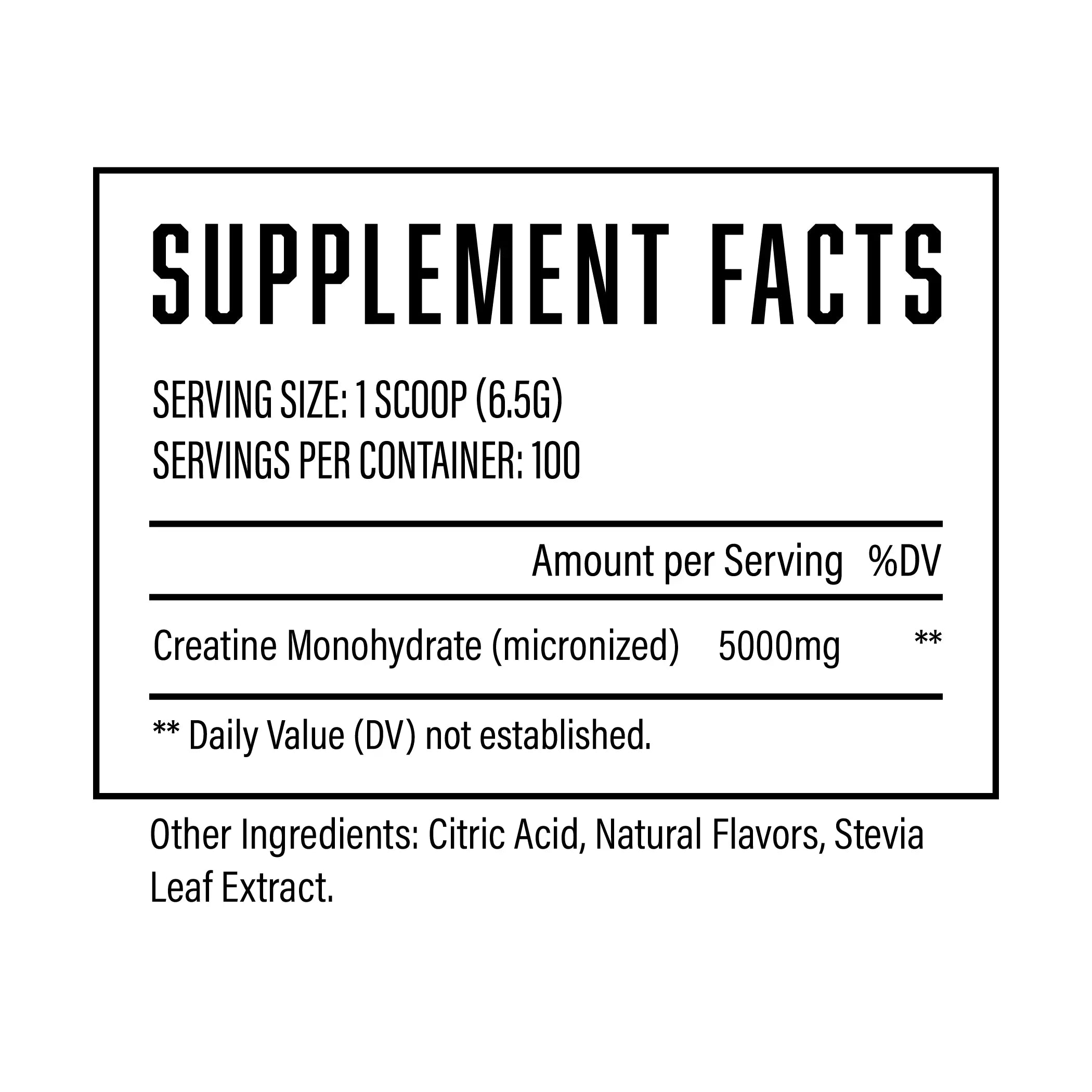 Creatine Monohydrate Powder ingredient label