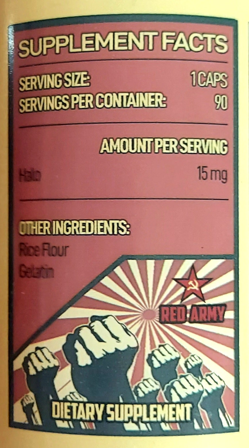 red army kalashnikov 90caps halo 15mg ingredient label