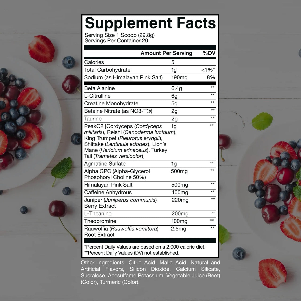 Thuper Thavage Pre Workout ingredient label 2