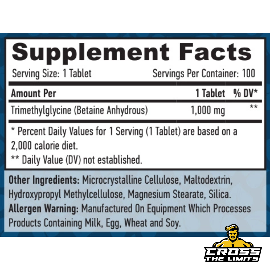 Haya TMG trimethylglycine 100 tab ingredient label