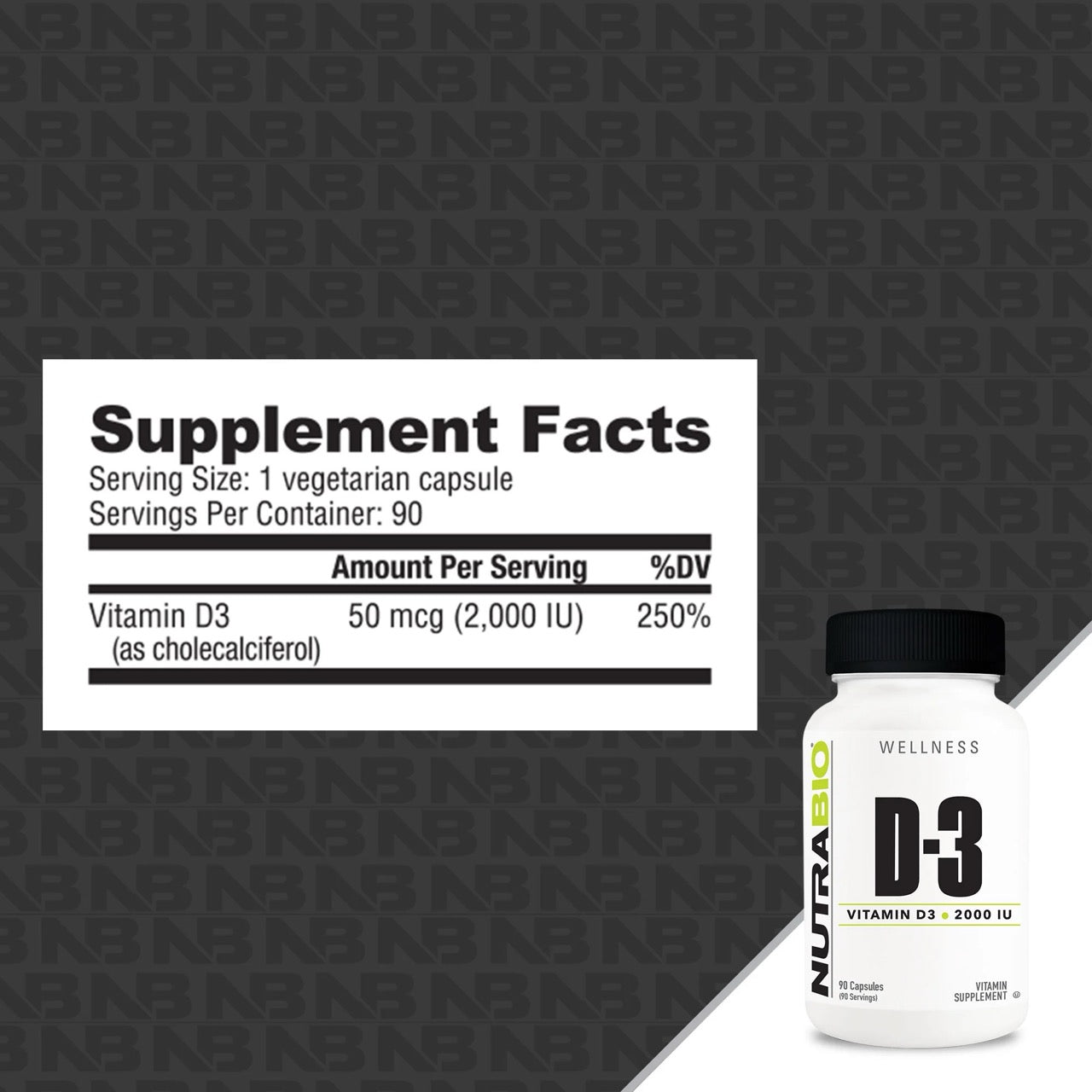 NutraBio Vitamin D3 ingredient label