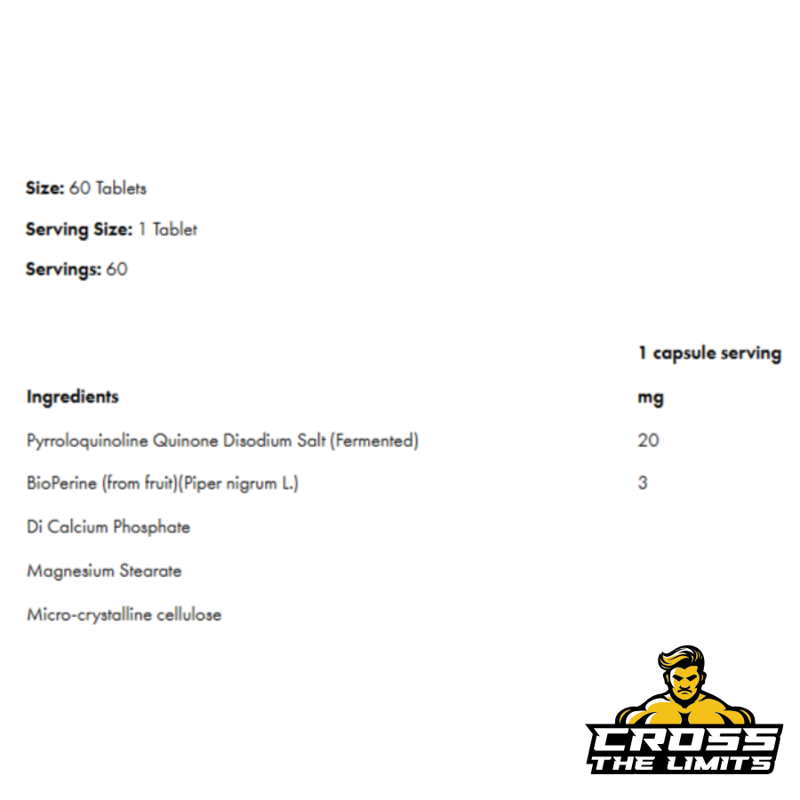 supplement needs pqq (pyrroloquinoline quinone) - 60 tabs ingredient label