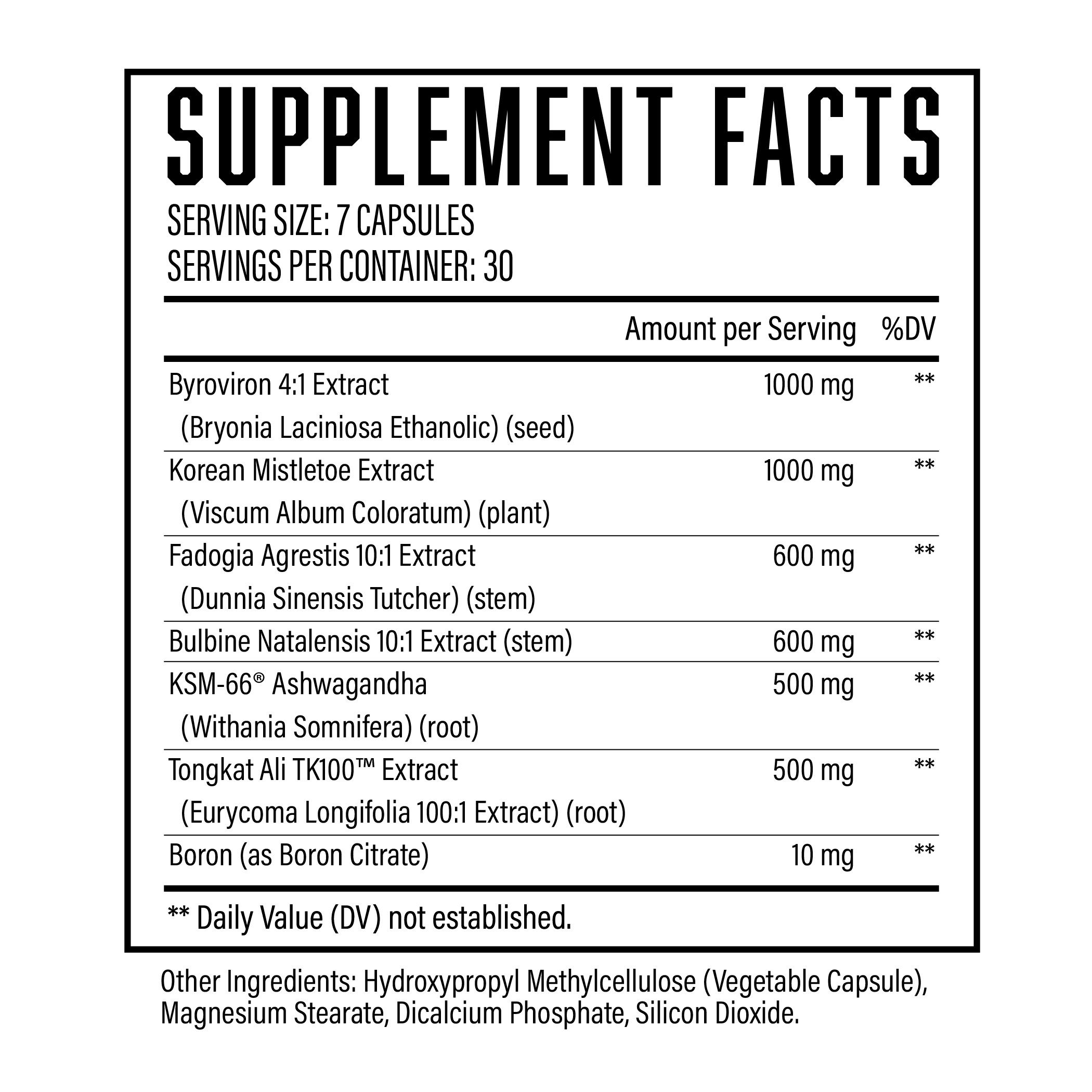 Enhance | Testosterone Booster ingredient label 2