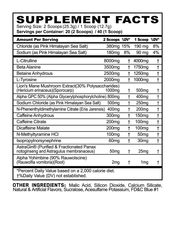 Apollon vs Panda Pre Workout ingredient label