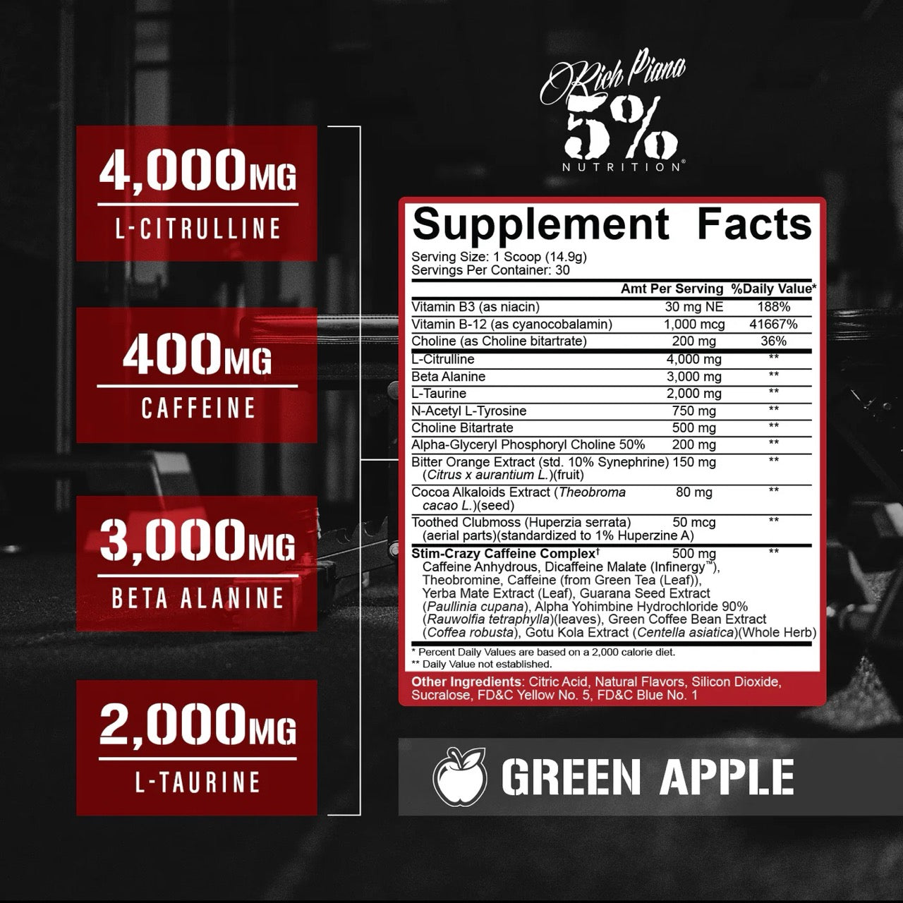 5150 Pre-Workout ingredient label 2