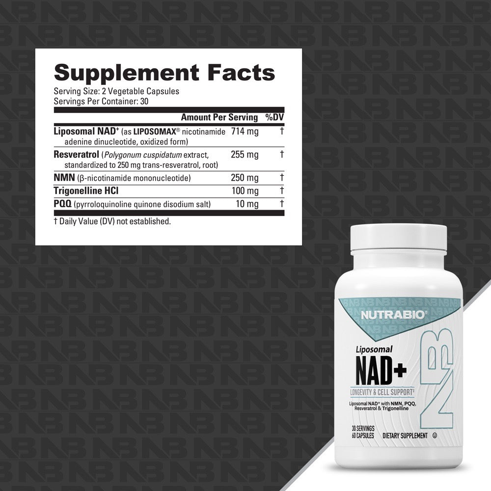 NutraBio Liposomal NAD+ ingredient label
