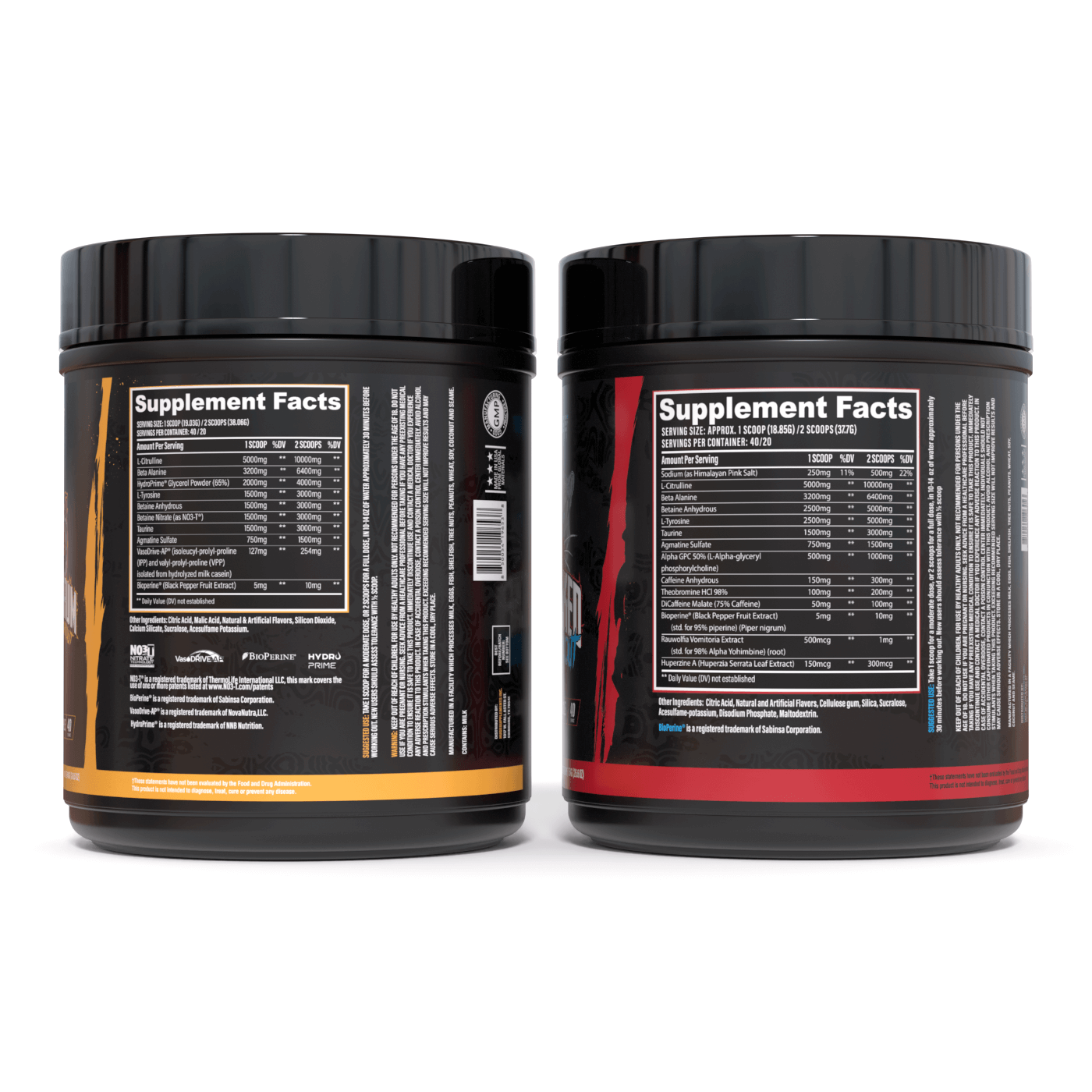 Pre Workout Stack | Pump Serum + Wrecked ingredient label