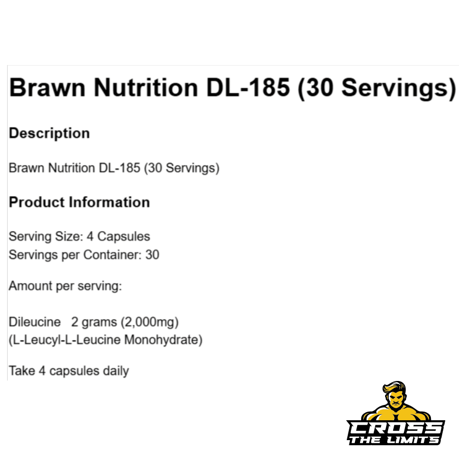 Brawn Nutrition DL-185 – Advanced Leucine-Based Muscle Catalyst (120 Capsules) ingredient label 2