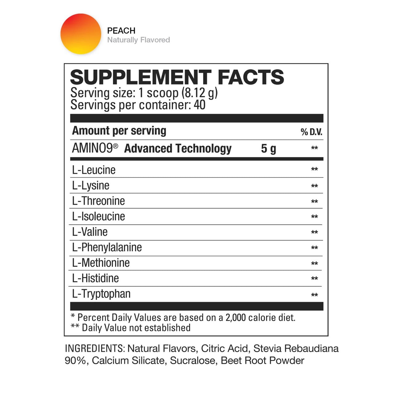 EAAHD Amino Acids ingredient label 2