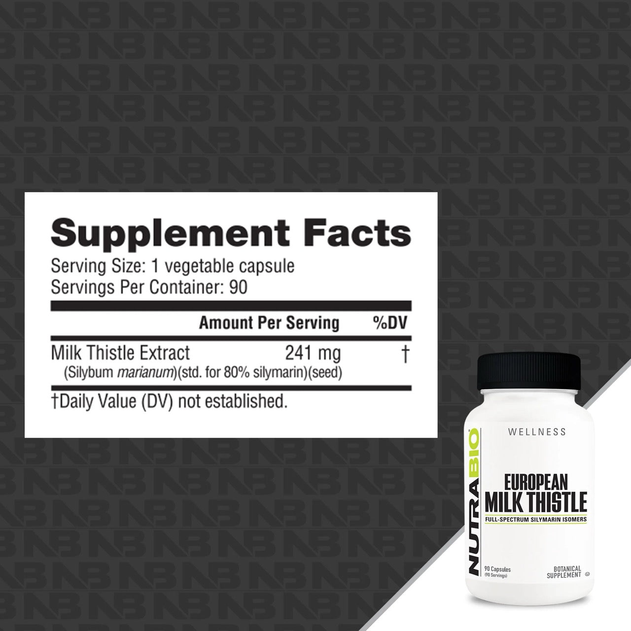 NutraBio Milk Thistle ingredient label
