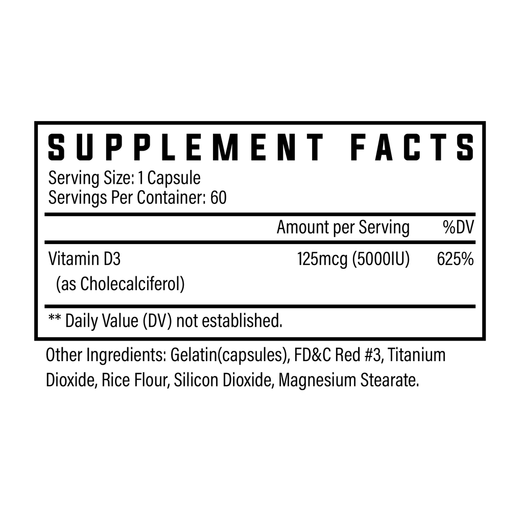 Vitamin D3 Supplement ingredient label