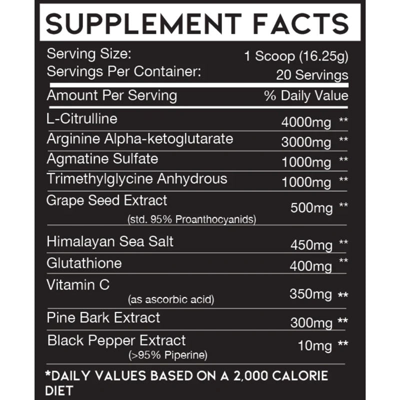 Enjoy The Pump Pre Workout ingredient label