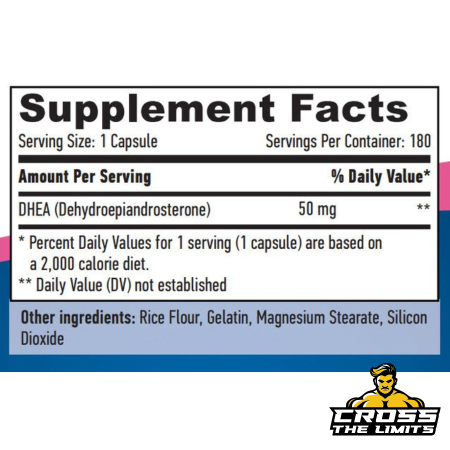 haya labs dhea 50mg – natural hormonal support for vitality and performance(180caps) ingredient label