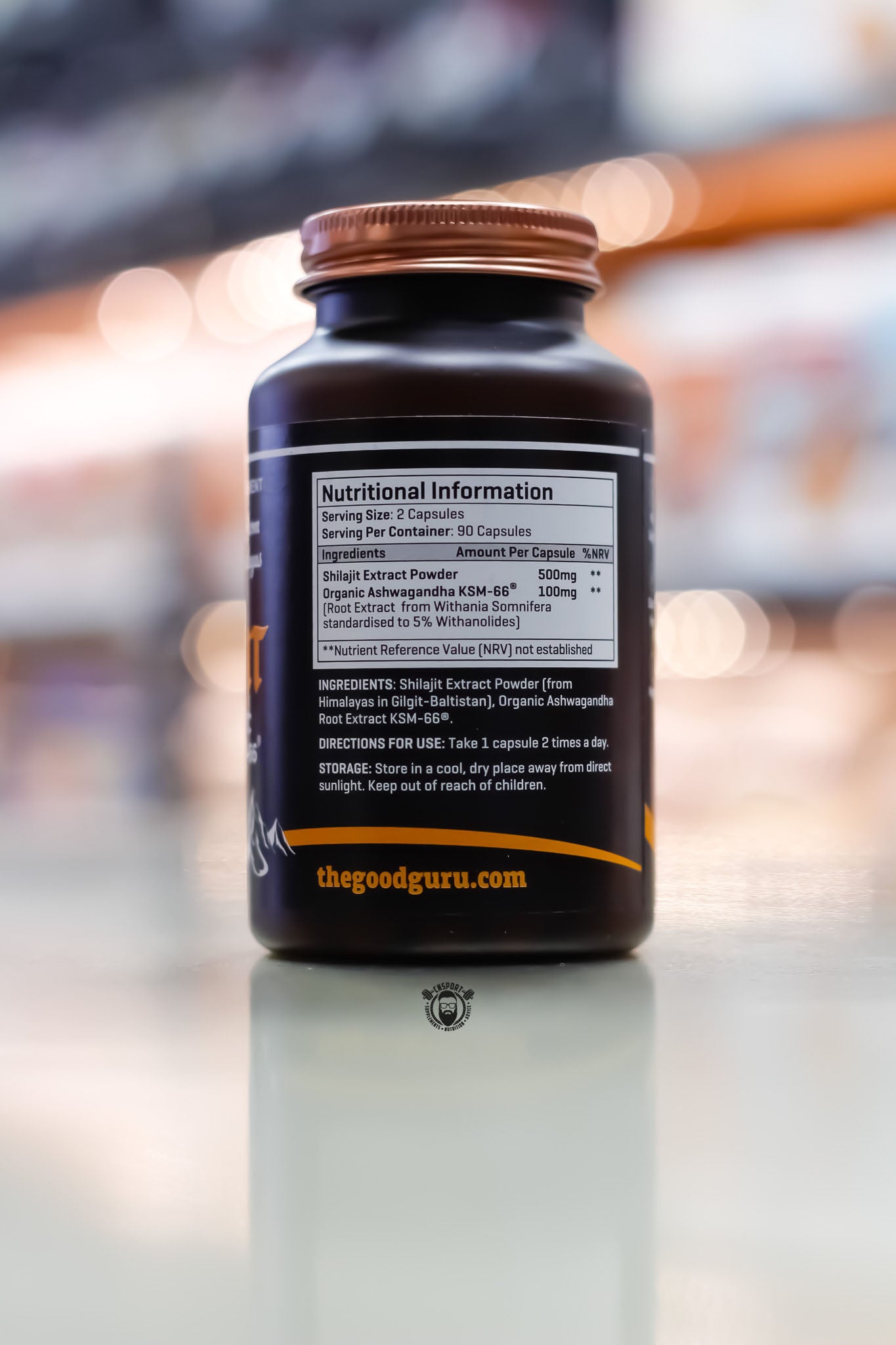 The Good Guru - Gold Shilajit  and Ashwagandha Capsules - 90 Capsules ingredient label