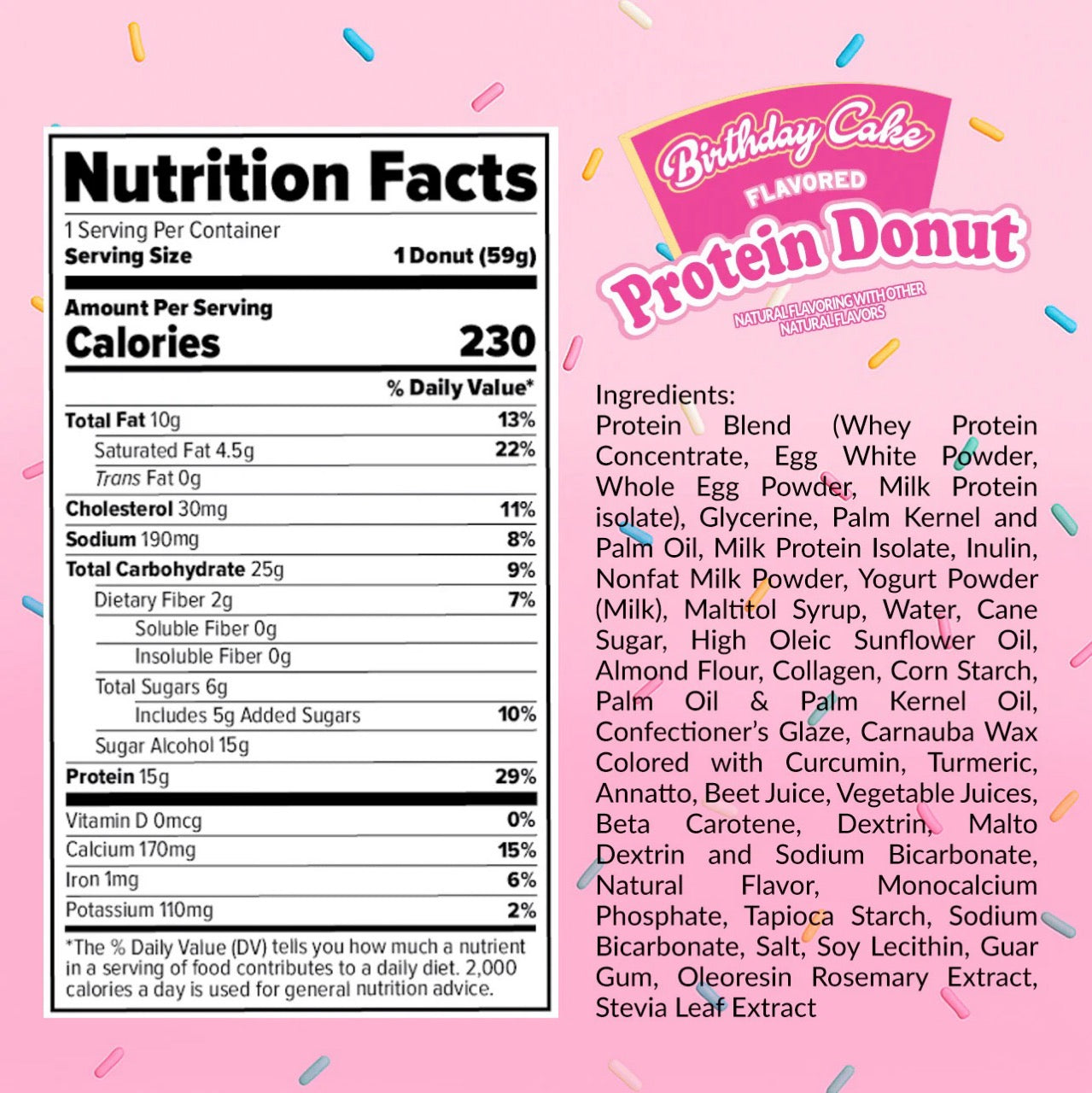 Redefine Foods Protein Donuts ingredient label