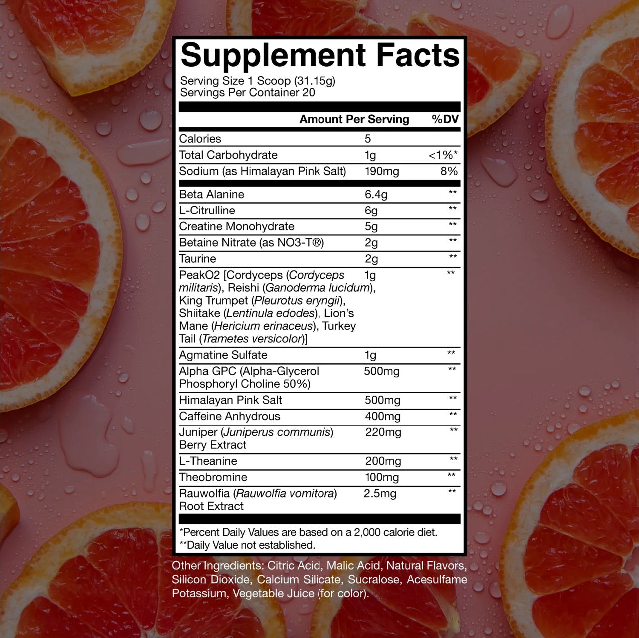 Thuper Thavage Pre Workout ingredient label 5
