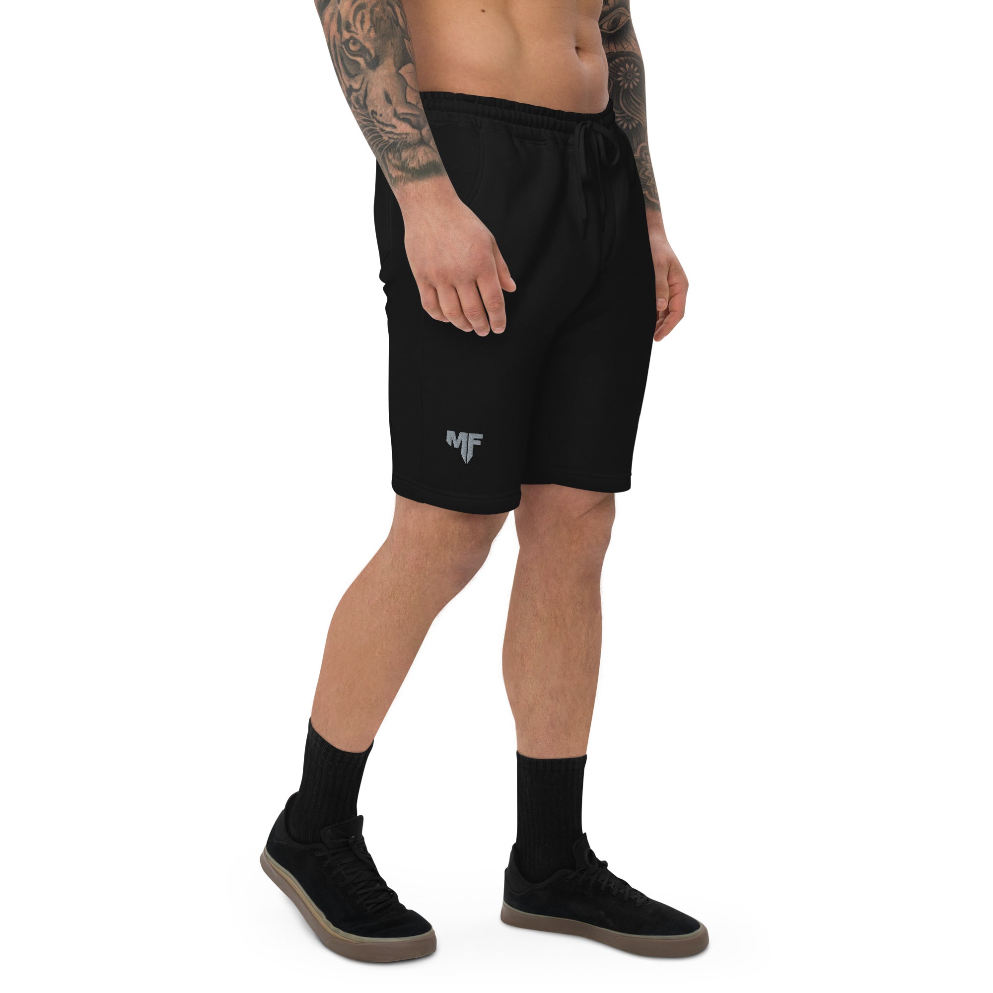 MUSCLE FACTORY ® MF Embroidered Logo Black Performance Shorts - Men’s Activewear