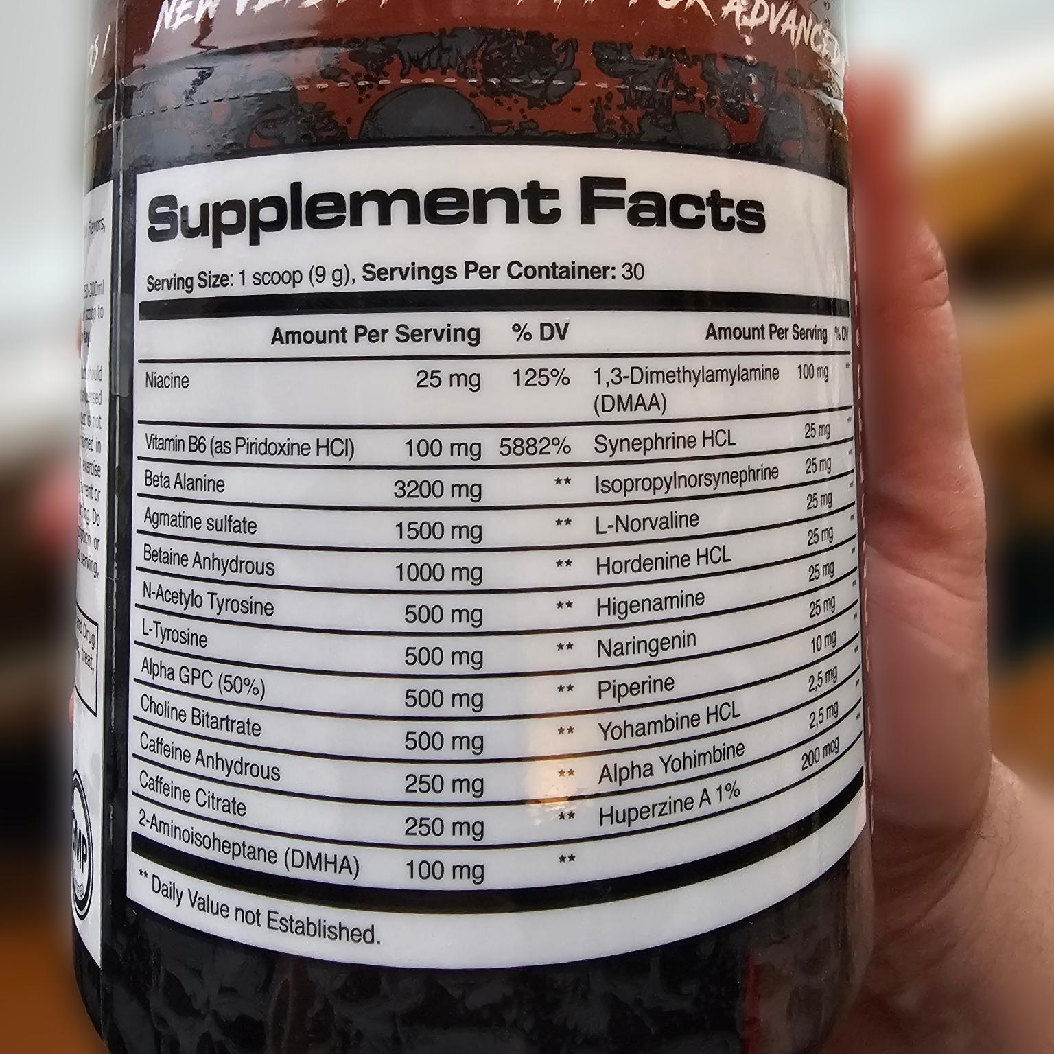 Skull Labs Angel Dust V2.0 270g ingredient label